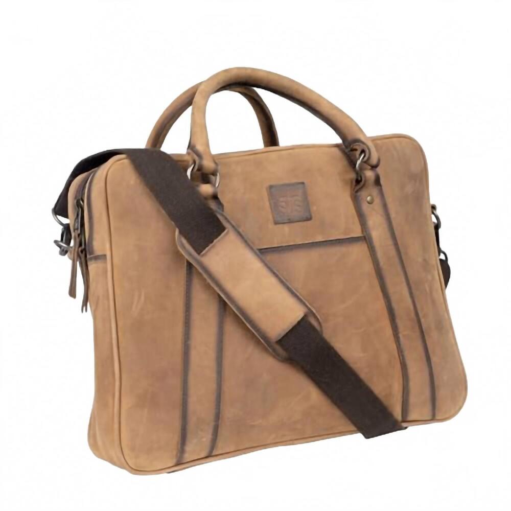 NEW STS RANCHWEAR men's foreman full-grain briefcase in veg-tan